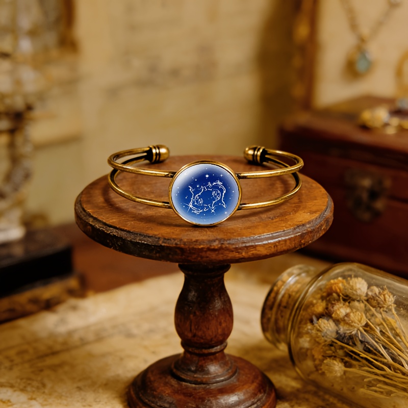Antique Cyan Double-Layered Adjustable Bracelet with Fish Design